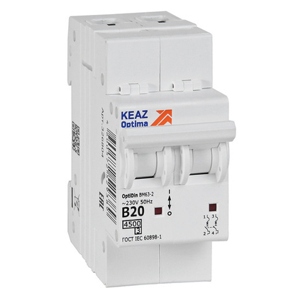 Автоматический выключатель OptiDin BM63-2B20-4,5-УХЛ3  КЭАЗ