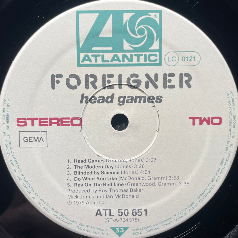 Foreigner ‎– Head Games (Германия 1981г.)