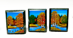 Настольное каменное панно" Времена года" 9-7-3.5см вес 160гр.