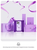 Чехол PYNANA для iPhone 16 Pro, кожа, австрийский хрусталь, нежно-фиолетовый