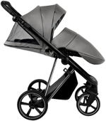 Детская коляска Roan Sol Vintage Luxury Leather 2.0 3 в 1 с автокреслом Tutis Elo Lux EduSky Black VEGA88DB Glacier Gray/Nickel/руч.Black