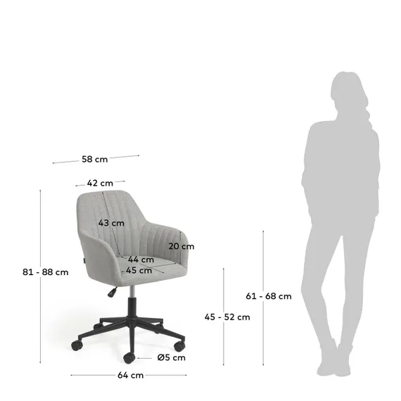 Рабочее кресло на колесиках Madina светло-серое