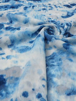 Сетка эластичная принт тай-дай молочная с голубым (Турция) отрезом 74х50 см