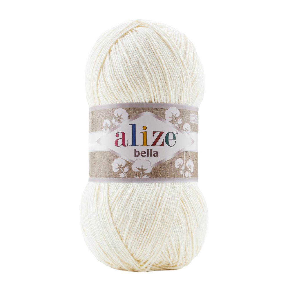 Пряжа Alize (Ализе) Bella 100 / уп.5 мот. по 100 г, 360м, 062 молочный A