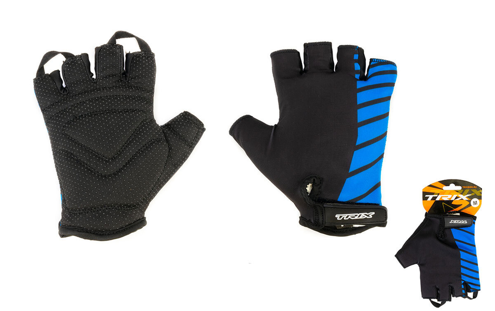 Перчатки TRIX nw мужские XL короткие пальцы гелевые вставки лайкра сине-черные