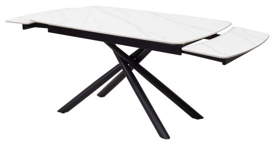 Стол RIVOLI 140 MATT WHITE MARBLE SOLID CERAMIC / BLACK