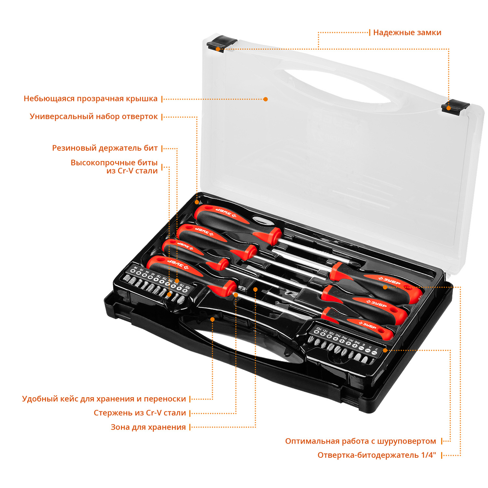 ЗУБР Универсал-27 набор отверток с насадками 27 шт