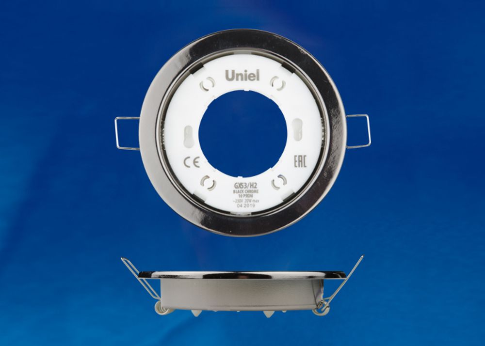 GX53/H2 BLACK CHROME 10 PROM Светильник ультратонкий встраиваемый. В составе набора из 10шт. Корпус черный хром. Картон. TM Uniel.