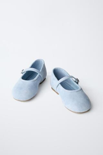 ZARA КОЖАНЫЕ БАЛЕТКИ, СИНИЙ