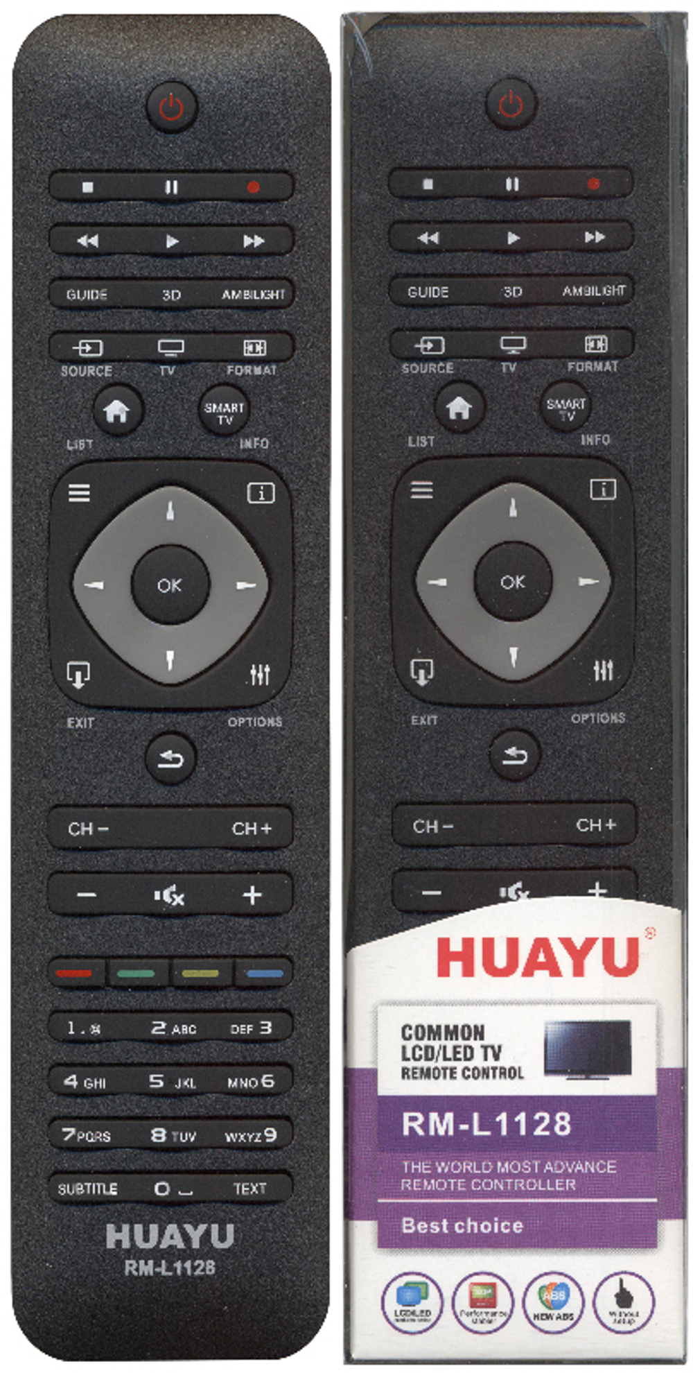 Пульт ДУ UNIVERSAL PHILIPS RM-L1128 LCD HUAYU (корпус 2422 5499 0477)