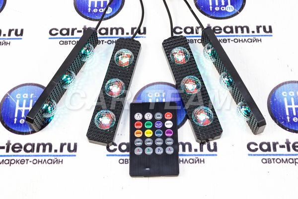 RGB подсветка ног и салона с пульта (планка 4x3 LED) со звуковым контроллером