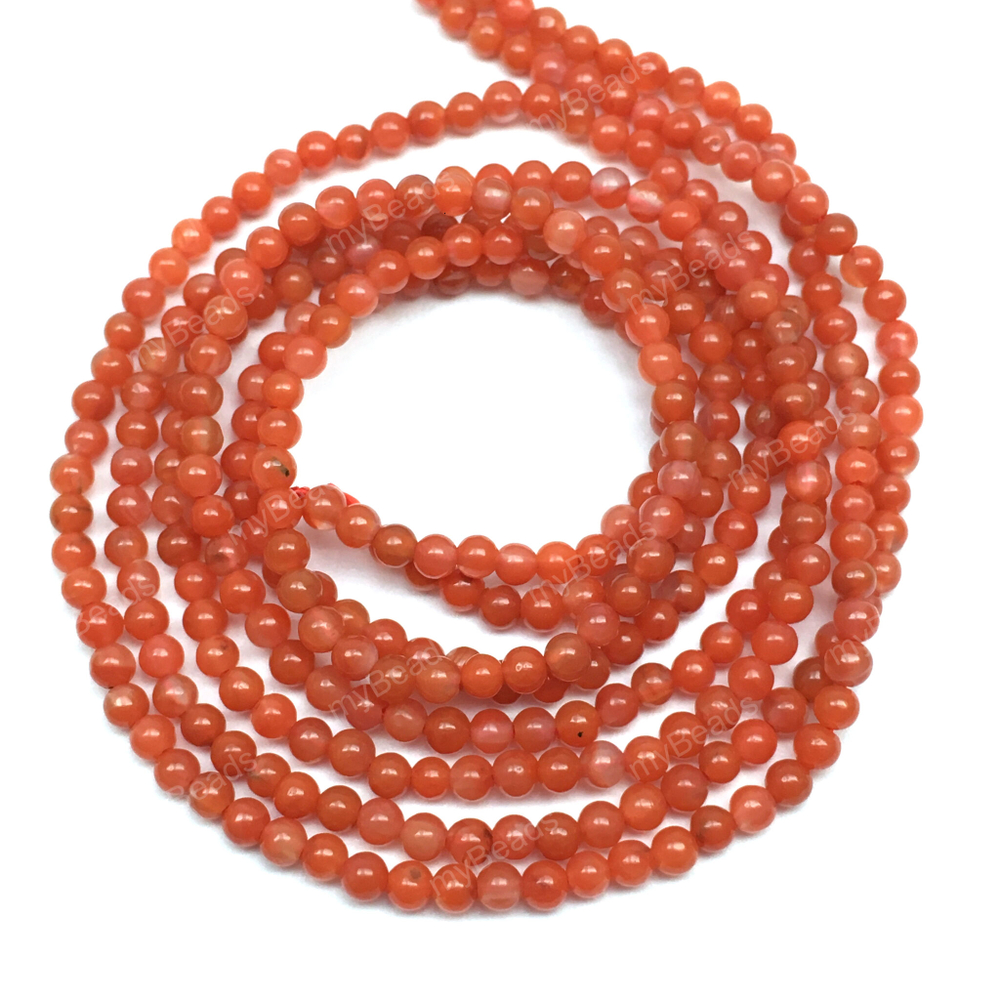 Сердолик 2.4 мм, бусины - шарики (нить 39 см)