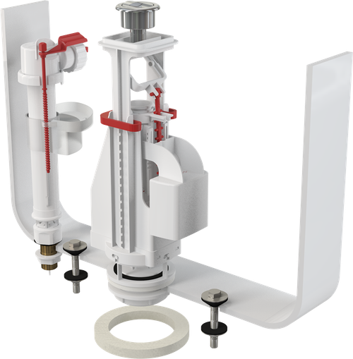 Арматура для бачка с дв.кнопкой с ниж. вп. 1/2" со стопор SA08 1/2" CHROM