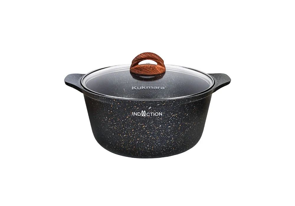 Кастрюля алюминиевая антипригарная 2 л Granit Ultra Induction (Original) со стеклянной крышкой, индукция