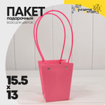 Пакет подарочный 15,5х13х9,5 Ваза для цветов (Розовый)