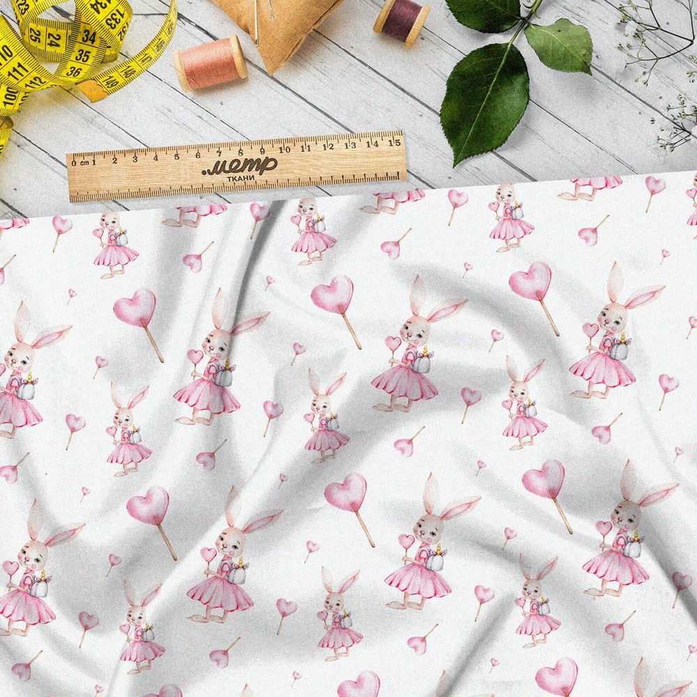 Ткань ниагара нежная зайка в платье