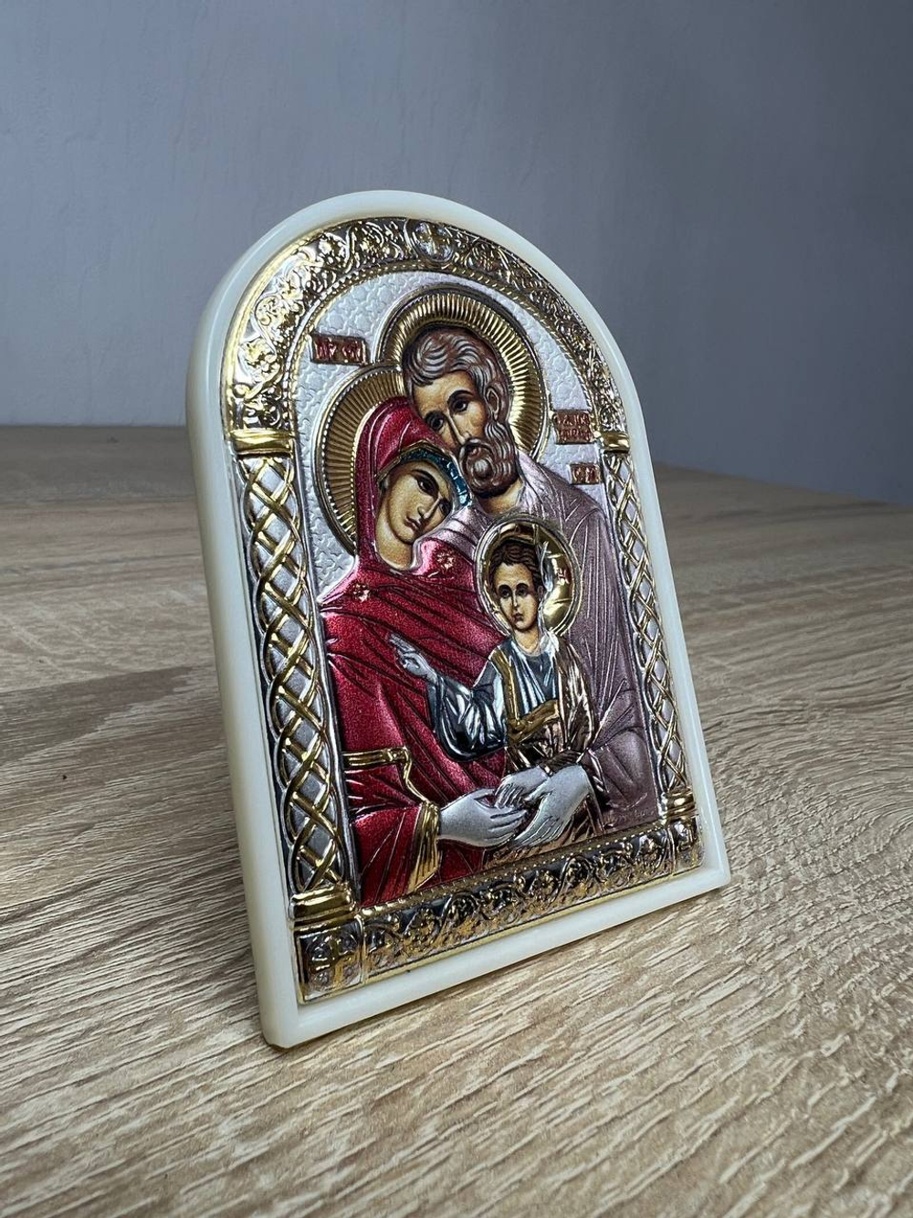 Св. Семейство, икона арочная, пластик белый, эмаль 48x68