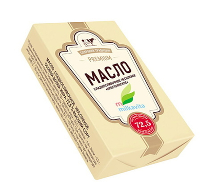 Масло сливочное "Крестьянское премиум" 72,5% 180г. Милкавита