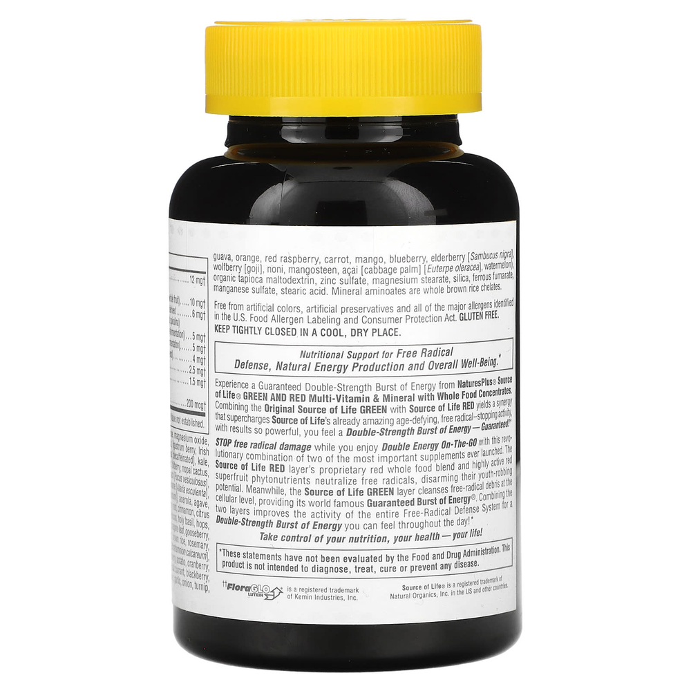 NaturesPlus, Source of Life, зеленые и красные мини-таблетки, 180 двухслойных таблеток