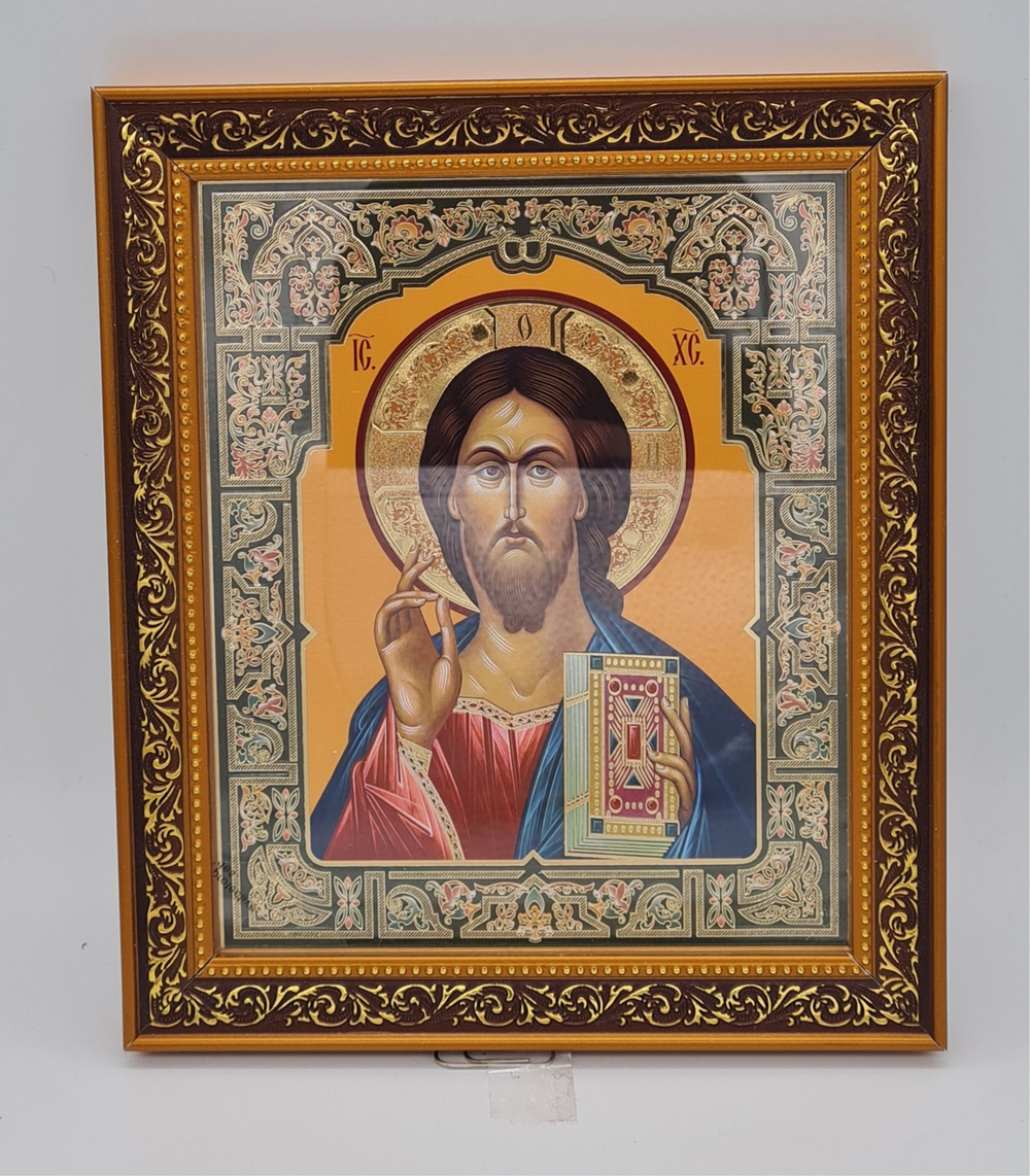 Икона баг.15*18 кон. Спаситель зел/ор/ж/ф(БоГ) 10681478