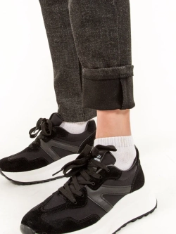 Брюки-бананы высокий бандаж джинс 3353-1 черный