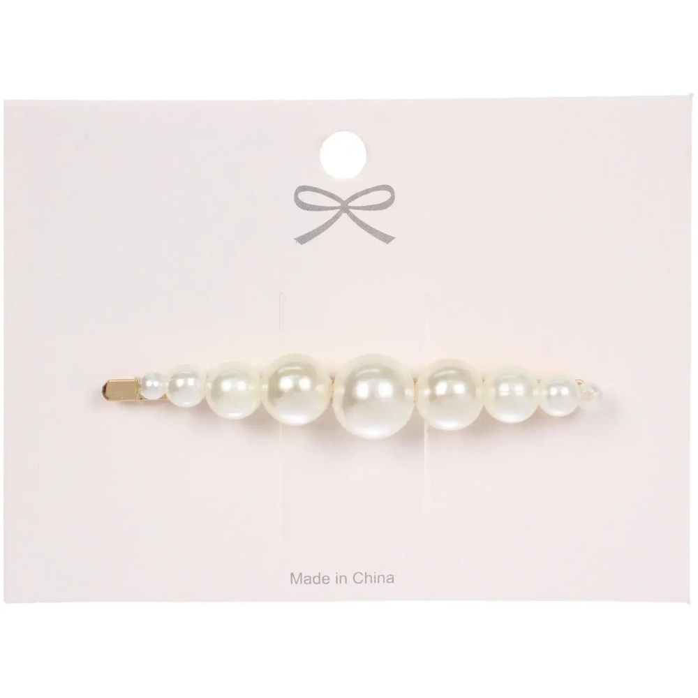 Зажим для волос 1шт на блистере «МАНГО», жемчужинки, цвет белый, 6*1.5см
