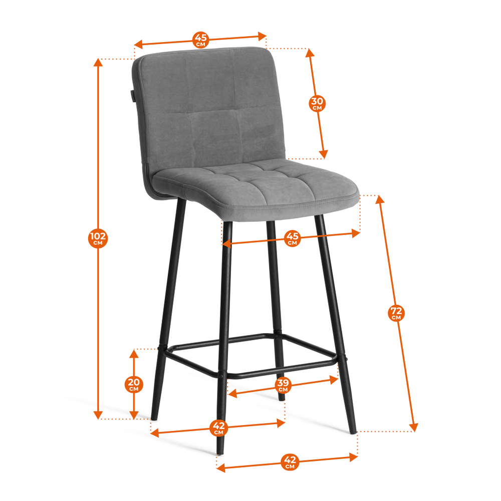 Полубарный стул  Medeo/Медео велюр, бежевый, 7, 42х56х102 см