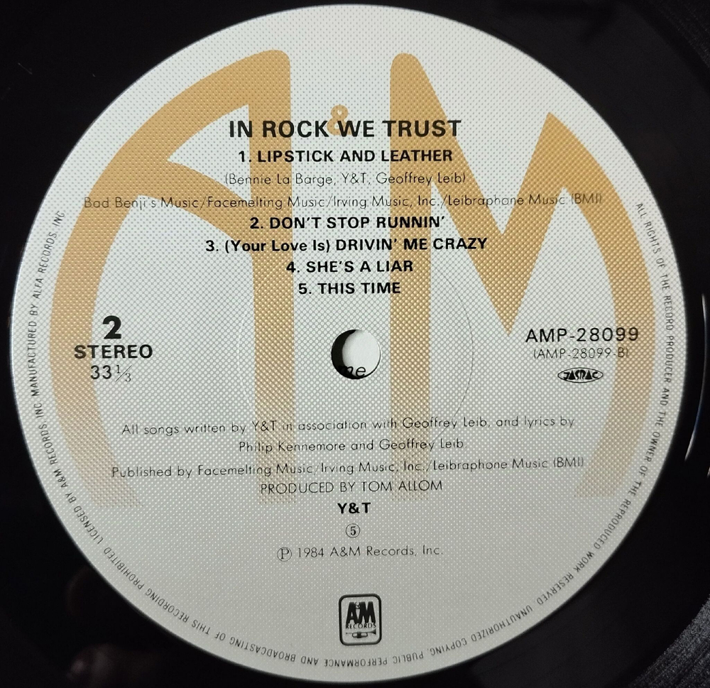 Винтажная виниловая пластинка LP Y and T In Rock We Trust (Japan 1984) (Obi)