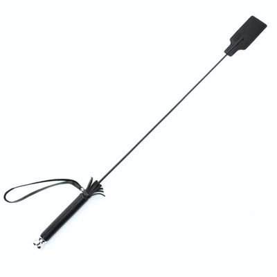 Чёрный кожаный стек с прямоугольным шлепком - 64 см. (Цвет: черный)