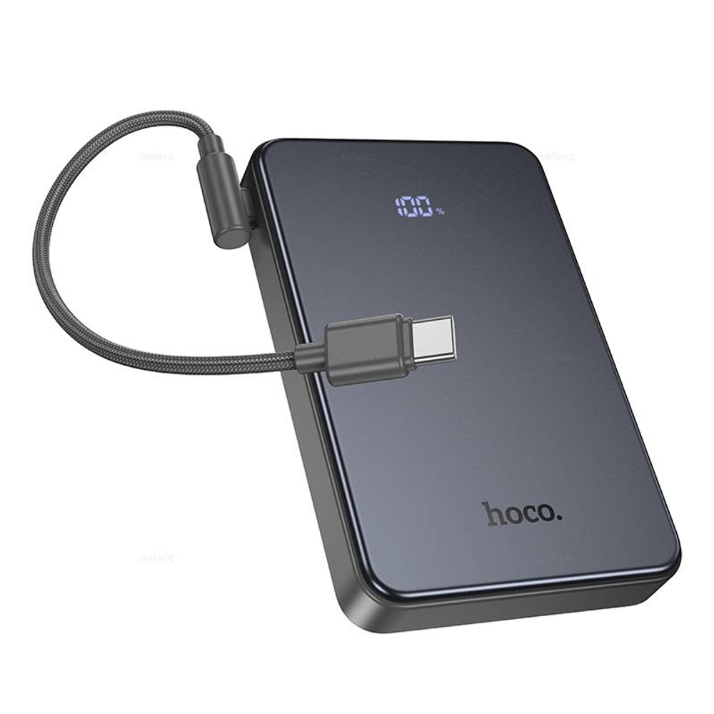 Hoco J170 Starlight 22.5W+PD20W универсальный портативный аккумулятор с кабелем (10000mAh) (metal grey)