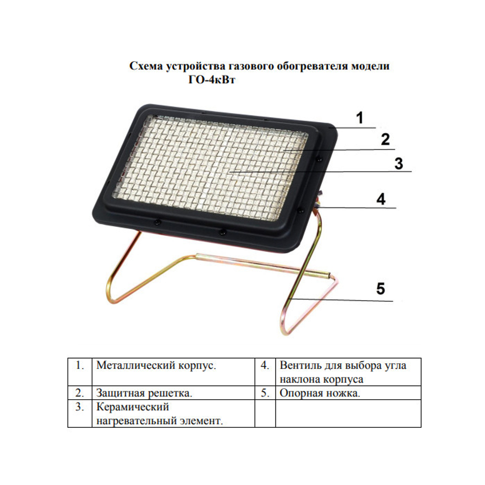 Газовый инфракрасный обогреватель "Умница" ГО-4кВт-У (улучшенная решетка)