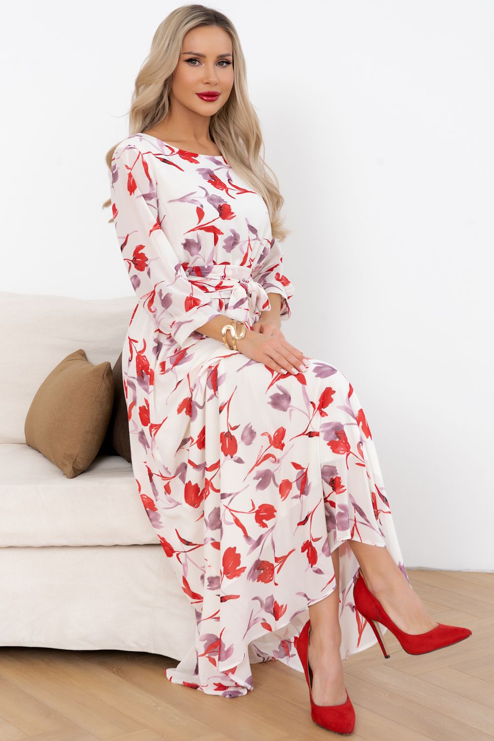 Платье Марго (айвори/тюльпаны) Р11-1245/3 Nikol (Акция)