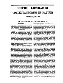 P. Lombardi Magistri Sententiarum, Parisiensis Episcopi opera omnia | Jacques-Paul Migne