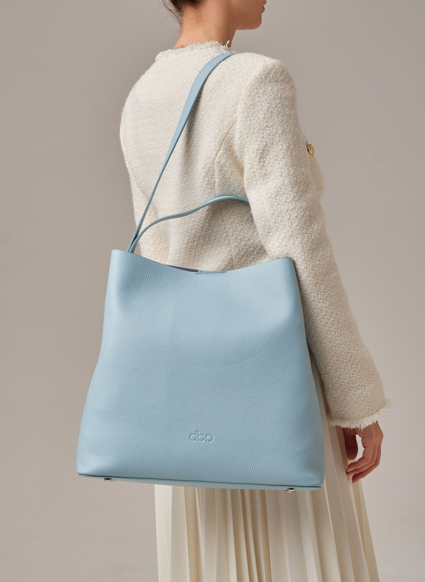 Кожаная сумка шоппер Olga DBR 30948 светло-голубой