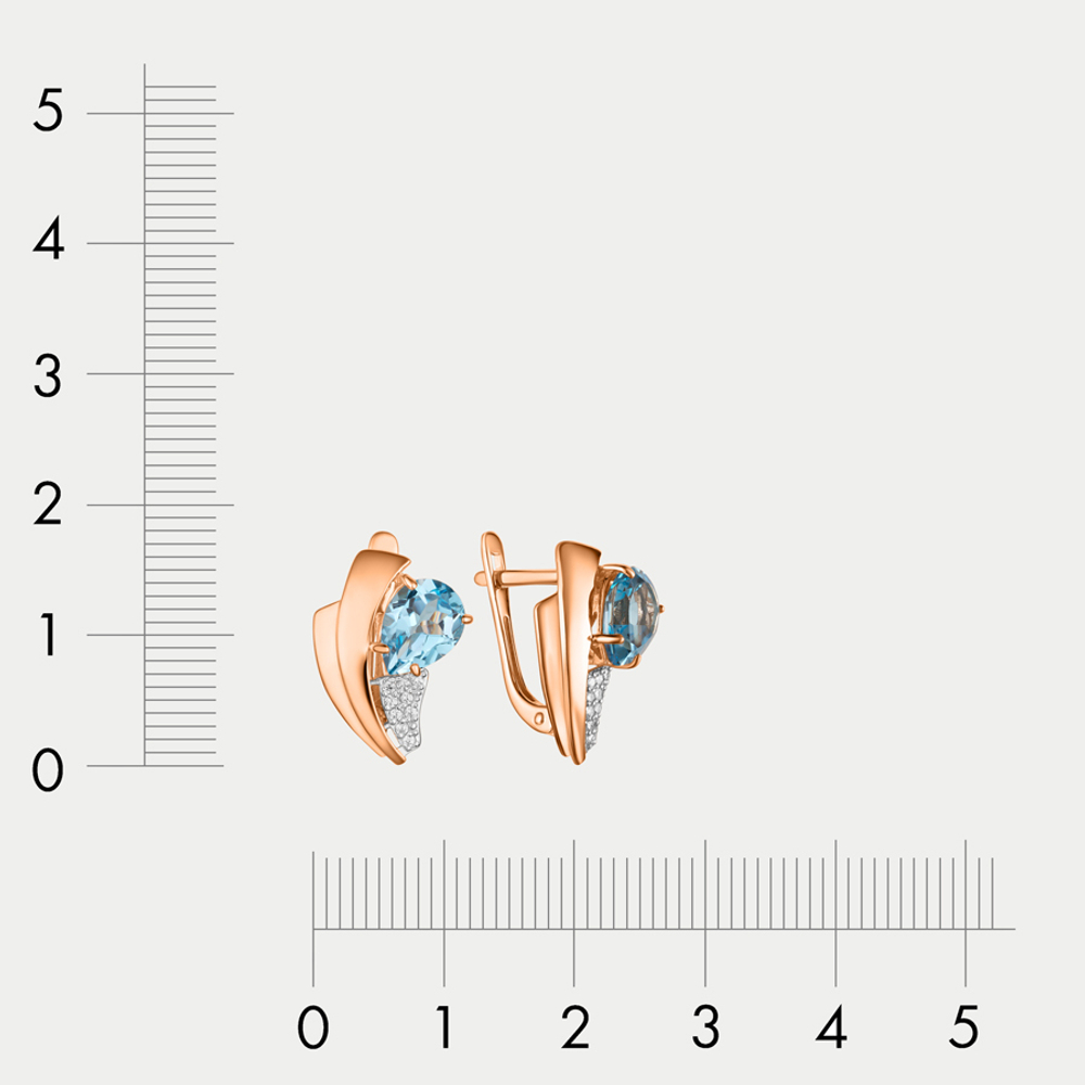 Серьги с фианитами и топазами из розового золота 585 пробы для женщин (арт. 43196300-Тп)