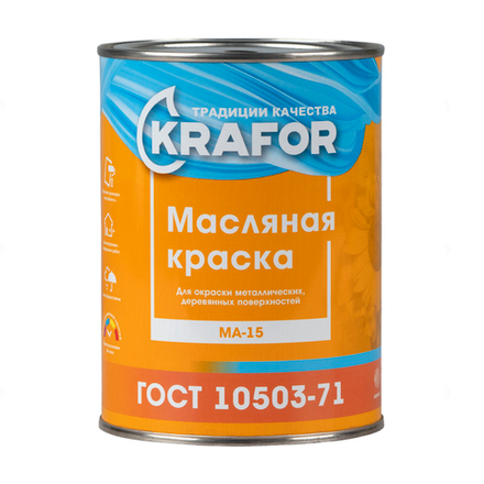 Краска МА-15 масляная Krafor, глянцевая, 0,9 кг, белая