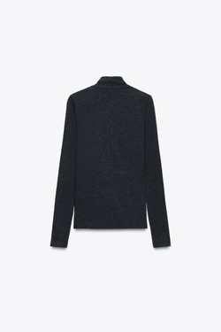 ZARA ФУТБОЛКА С ДРАПИРОВКОЙ СПЕРЕДИ, МАРЕНГО МЕЛАНЖ