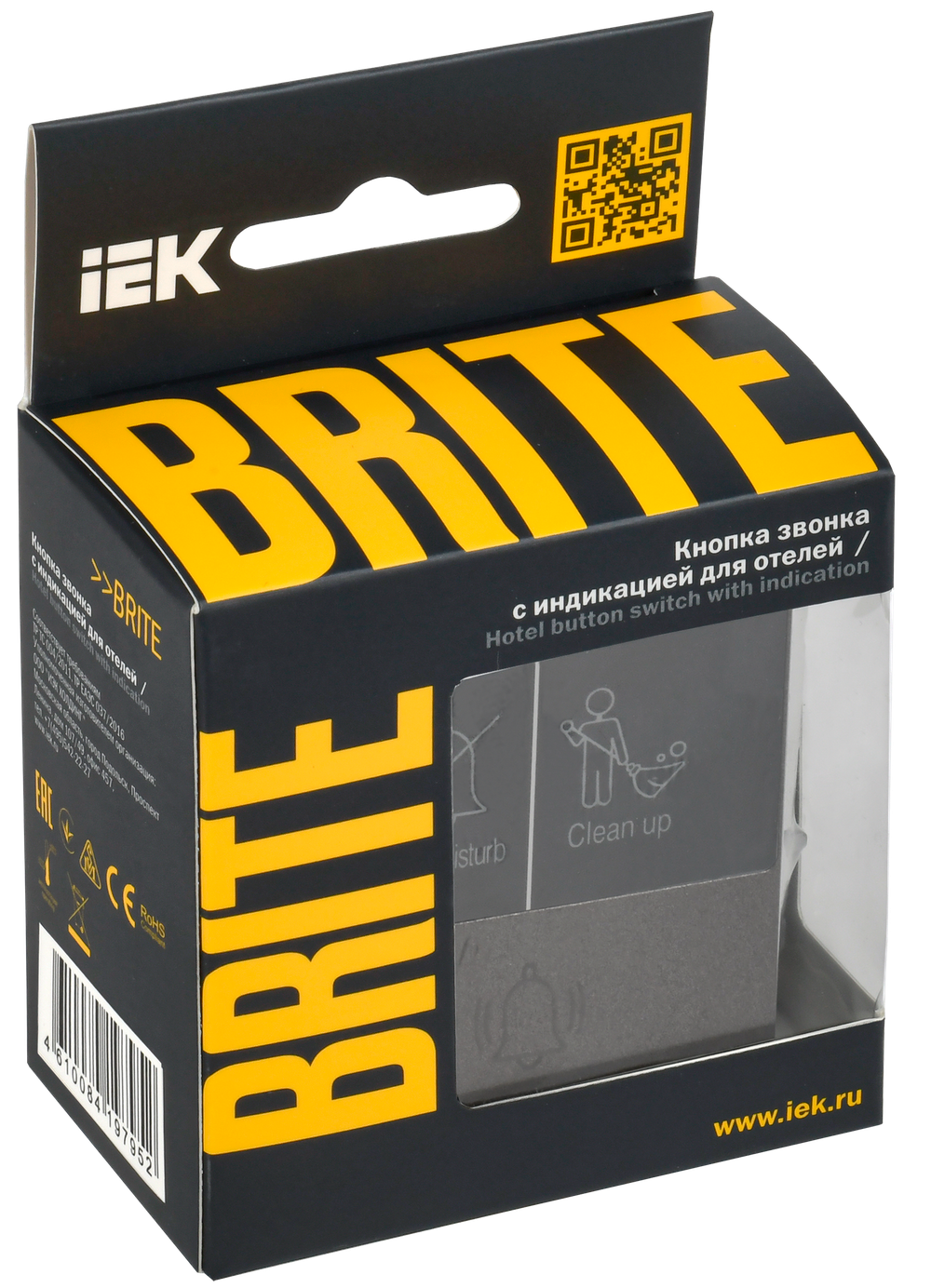 BRITE Кнопка звонка с индикацией для отелей 10А ВС10-1-9-БрТБ темная бронза IEK