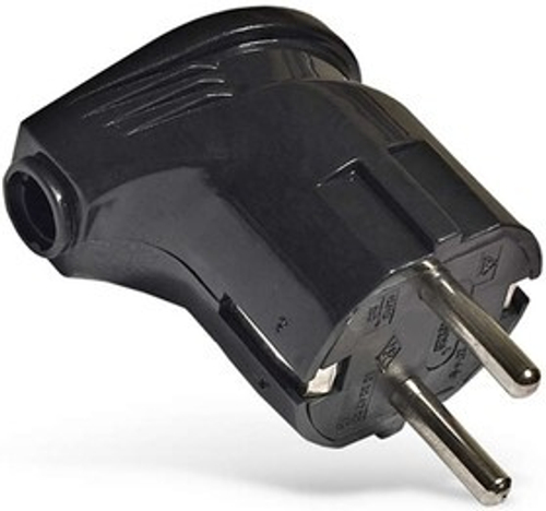 Вилка электрическая угловая 16А 250В с заземл. черн.