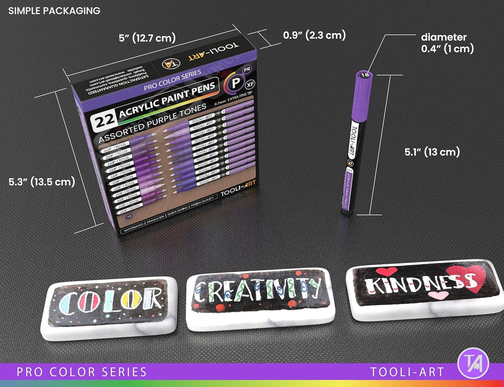 TOOLI-ART акриловые маркеры фломастеры, 22 шт., 0,7 мм Purple