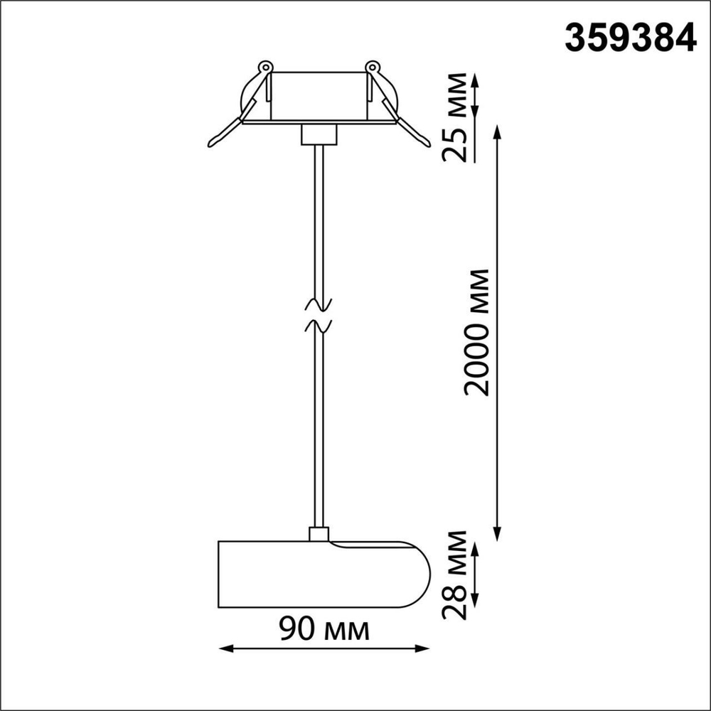 359384 KONST NT24 040 черный База встраиваемая для ввода питания с заглушкой и проводом-подвесом (длина провода – 2м) IP20 48V GLAT