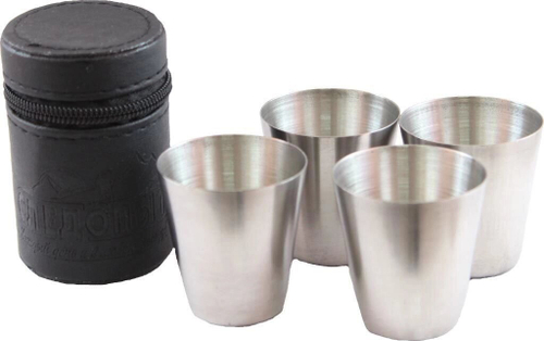 Рюмка стальная «Следопыт» 20 мл, в кожаной тубе (4 шт)