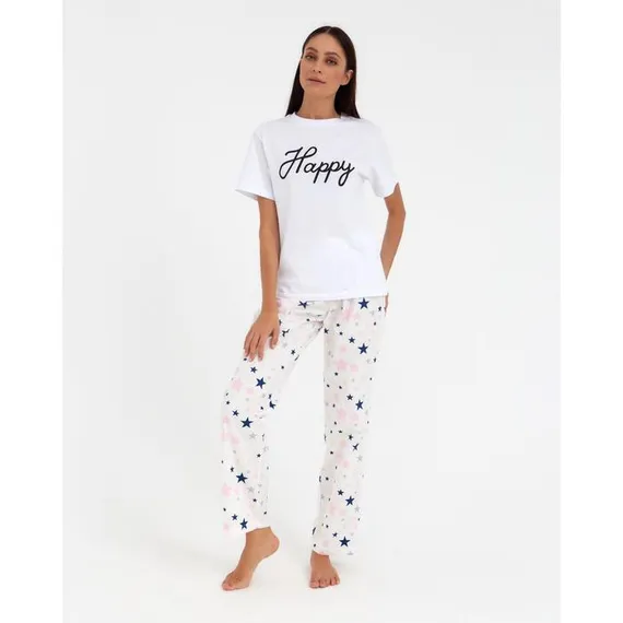 Брюки женские KAFTAN "Pink stars", р. 40-42, белый