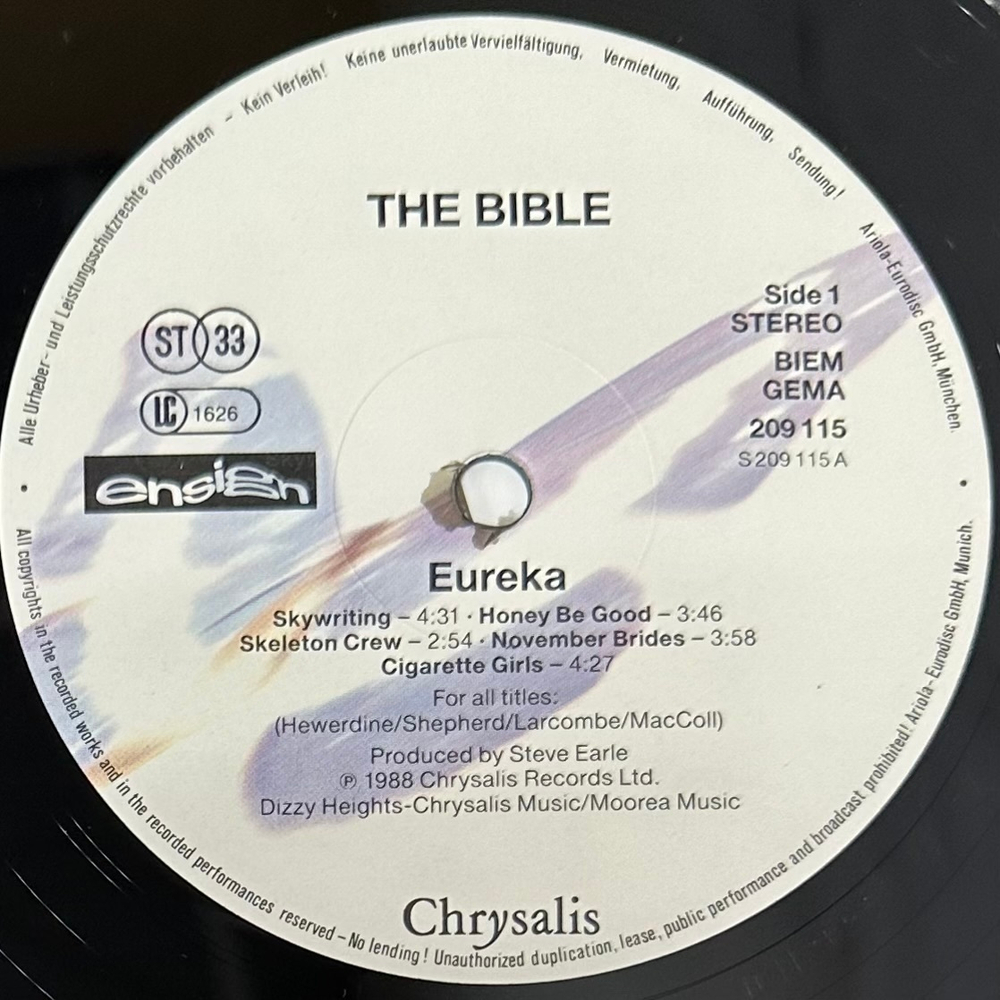 The Bible - Eureka (Европа 1988г.)