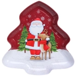 Поднос жестяной «Ёлочка» 25,8*15см Дед Мороз с оленем