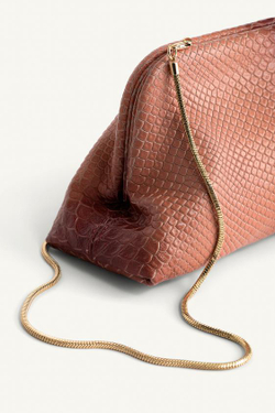 ZARA СУМКА-ФУТЛЯР ИЗ ТИСНЕНОЙ КОЖИ - LIMITED EDITION, РОЗОВЫЙ