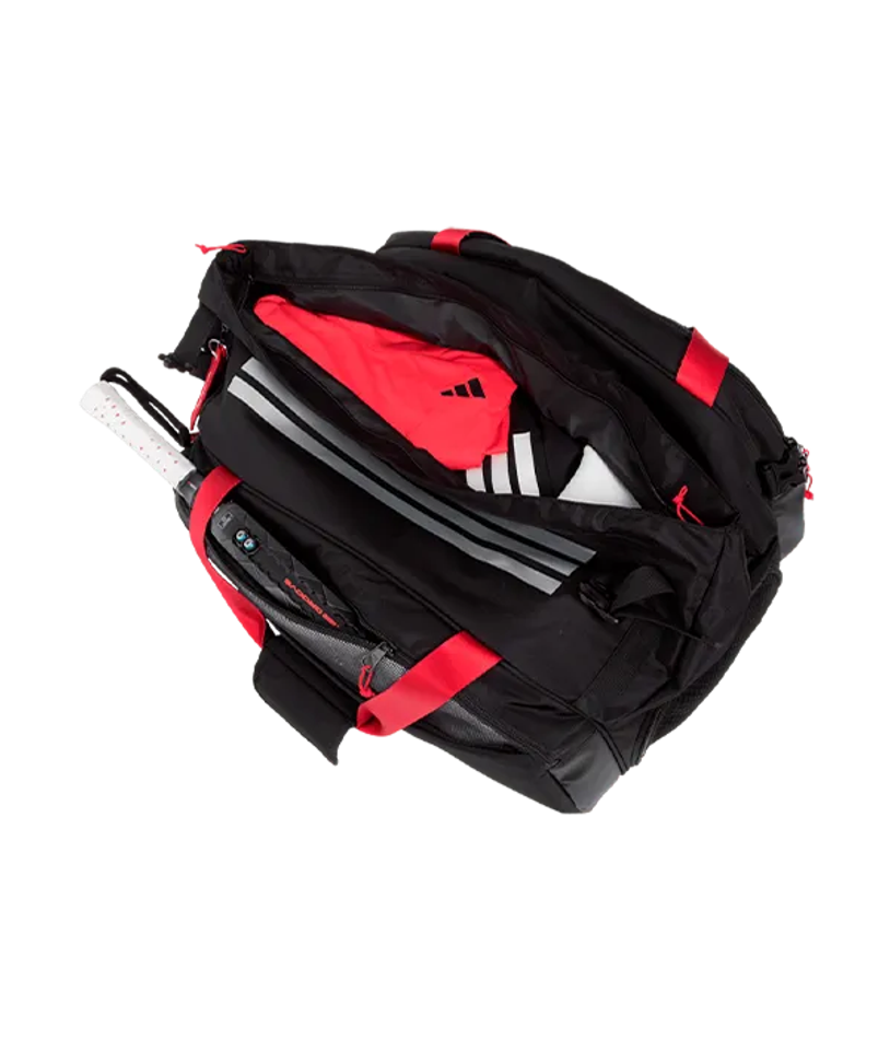 Сумка для падел Adidas Multigame Black-Red 3.4 Ale Galán 2025, термокарманы и вентиляция