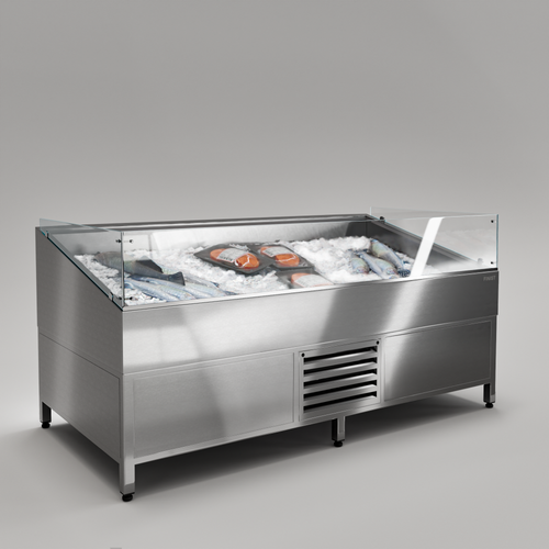 Витрина для выкладки рыбы на льду с принудительным охлаждением Finist VFg/1000