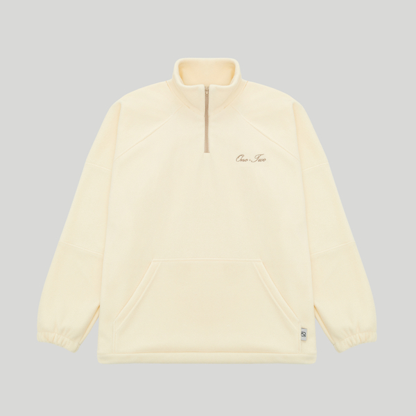 Drawstring Half-Zipped Sweatshirt Cream