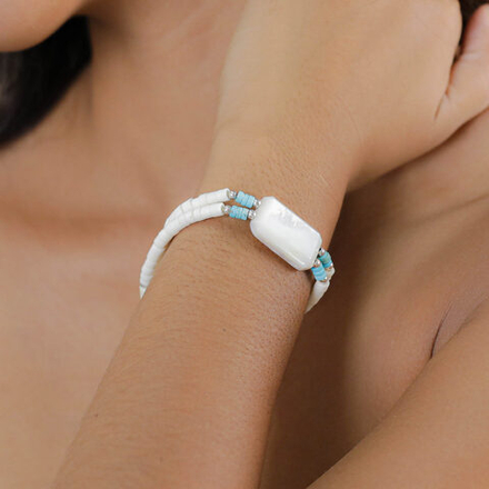 Браслет Nature Bijoux, Milos, с перламутром, окрашенным говлитом и костью, NB26.1-13-44521 (белый)